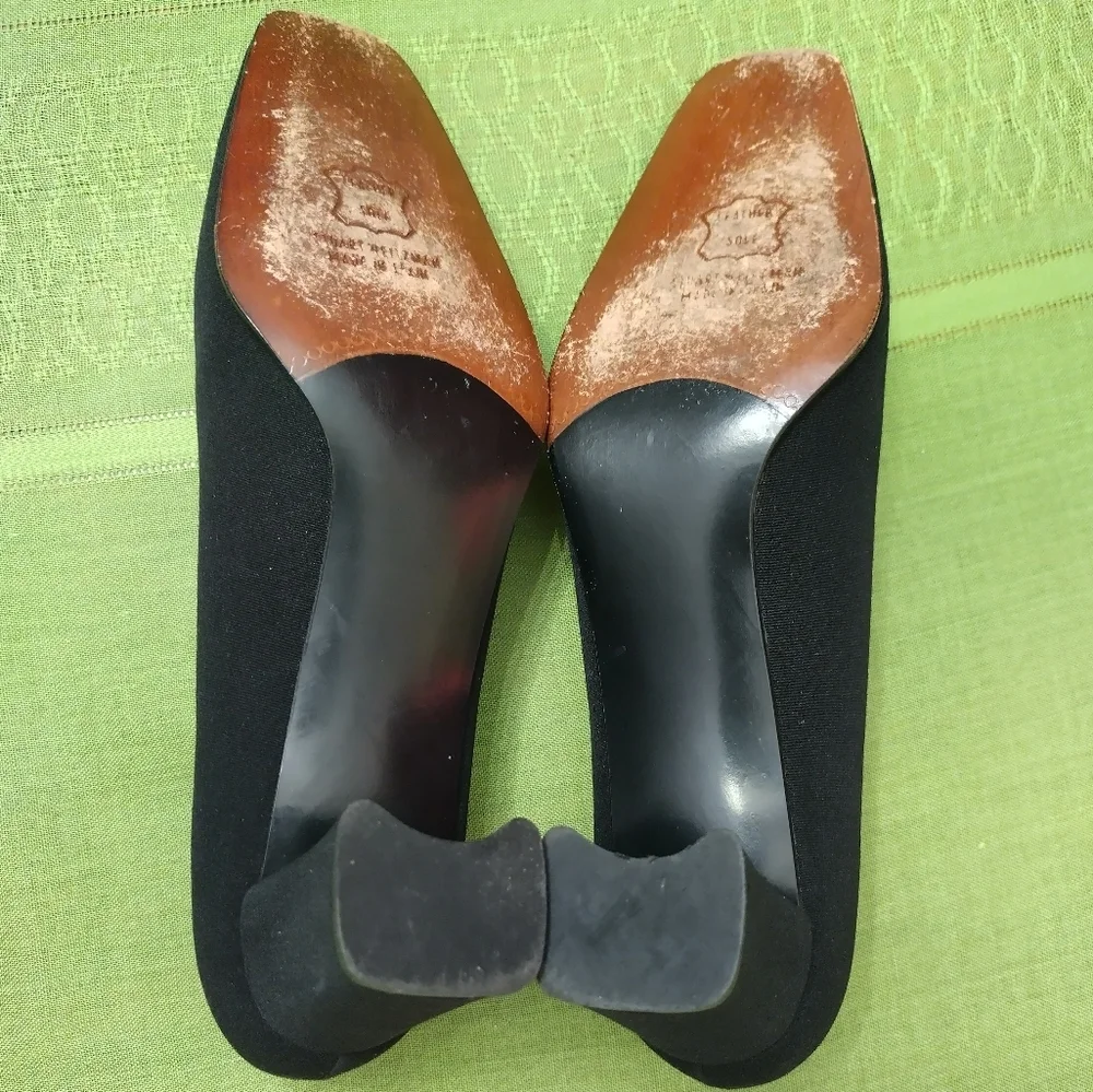 Stuart Weitzman Black Heels with Blingy Toe Accent